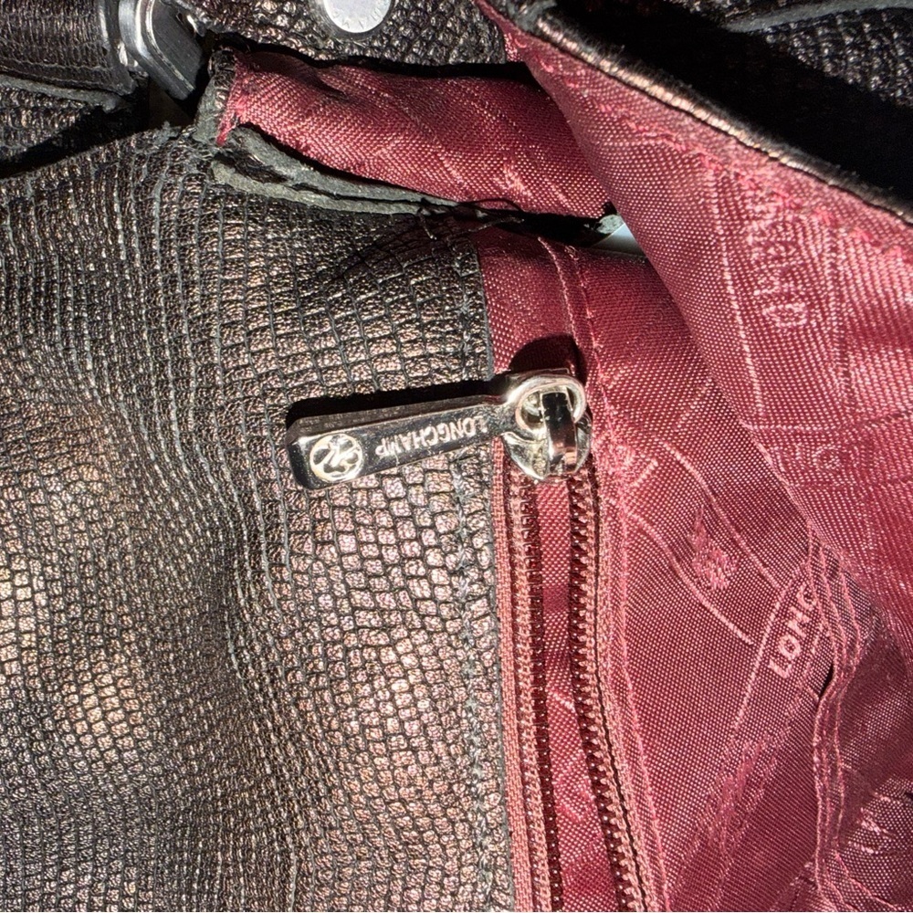 Longchamp Gatsby Python Metallic Brown Copper Leather Crossbody Silver Turn-Lock - Picture 5 of 13